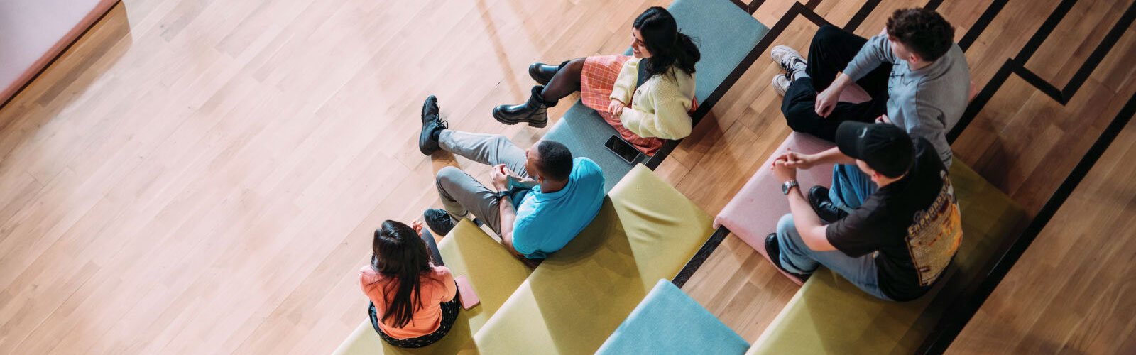 Students on One Elmwood Social Stair