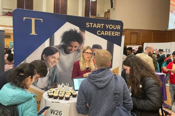employer stand at careers fair
