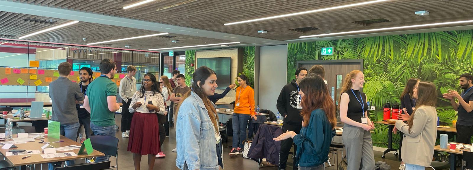 students at an event in the Cube in One Elmwood networking