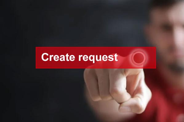 A virtual button labelled 'Create Request' is pressed.