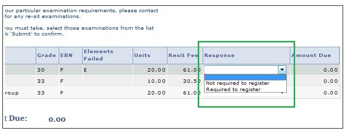 Resit selection