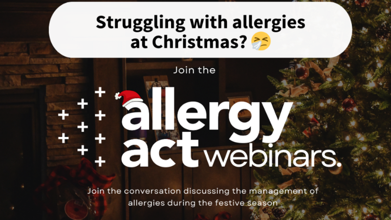 Allergy act webinar banner advertising Christmas allergy event