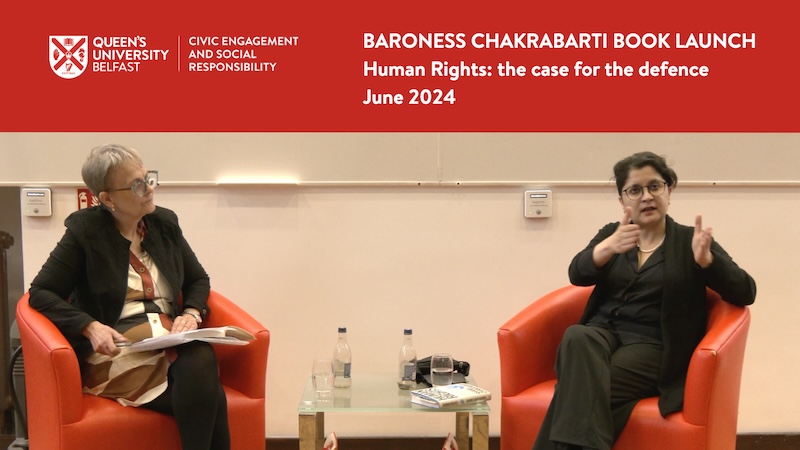 Baroness Ritchie (left) and Baroness Chakrabarti in the lecture theatre