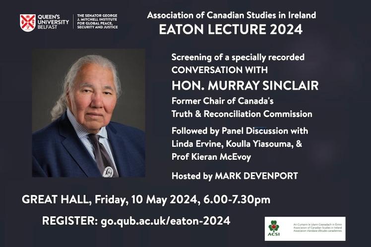Eaton Lecture flyer, 2024, with photo of Murray Sinclair