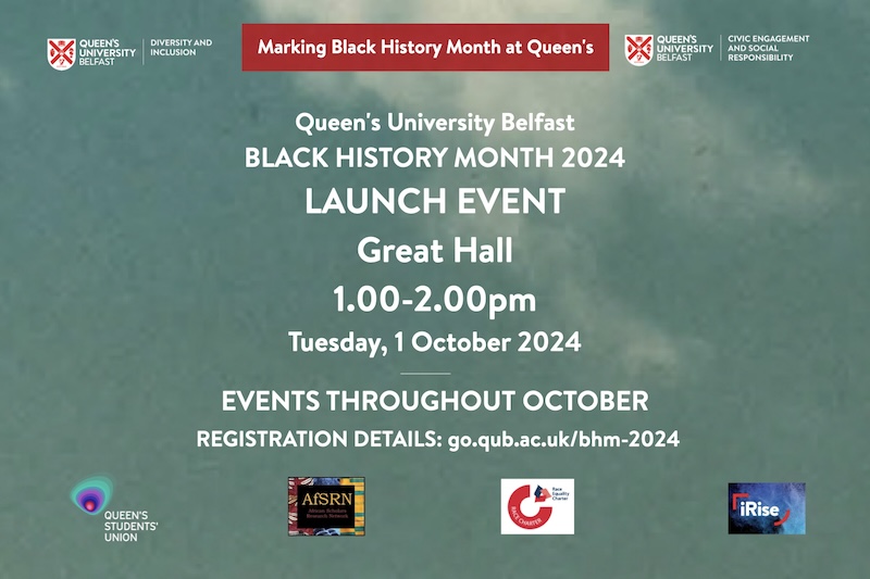 Black History Month launch slide, with logos of Students