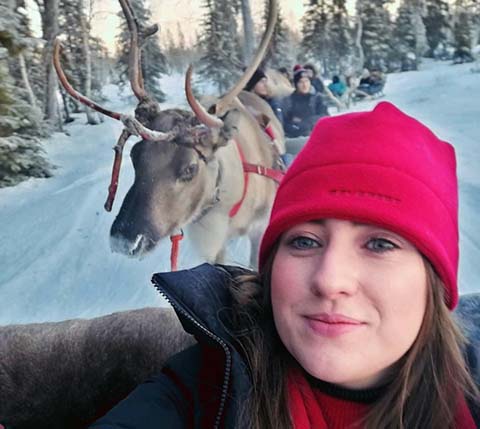 Caitlin and a reindeer
