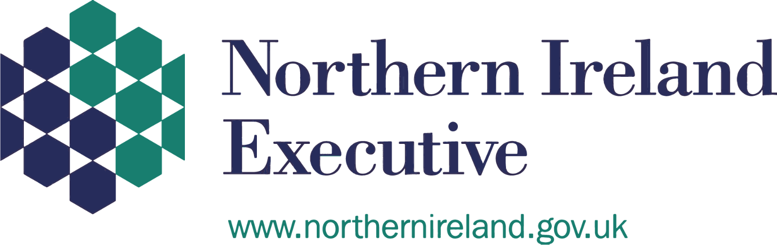 Northern Ireland Executive text with a hexagonal green logo