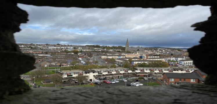 View of Derry City through walled window