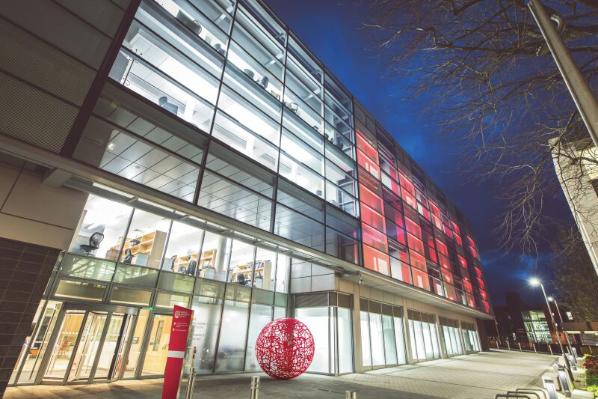 Wellcome Wolfson Building evening shot