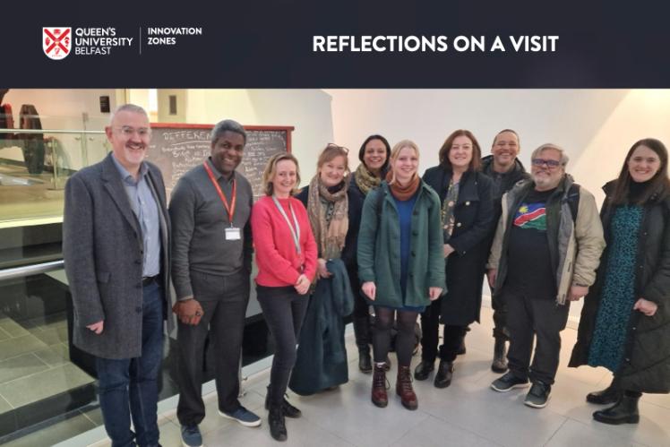 Group shot of Zones team in the Ulster Museum, with the Museum team