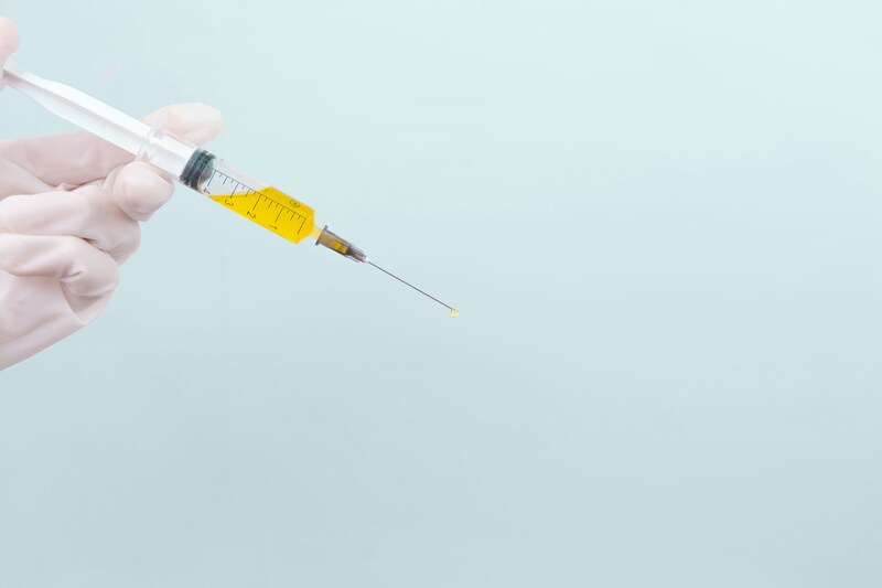 Liquid antibiotic inside syringe