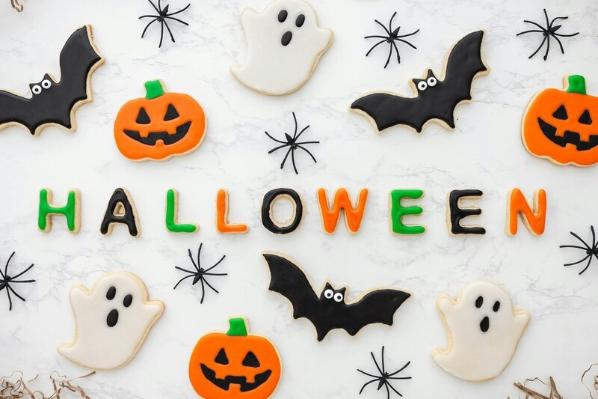 Cookies spelling out Halloween