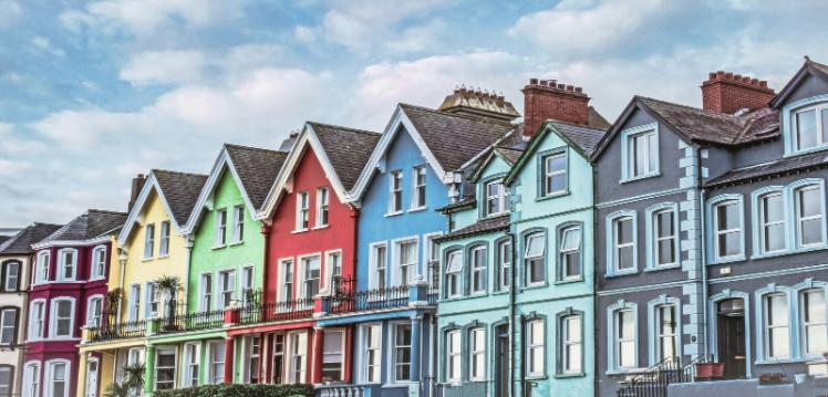 Row of colourful houses in Whitehead, NI