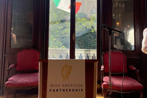 Irish American Partnership podium in New York