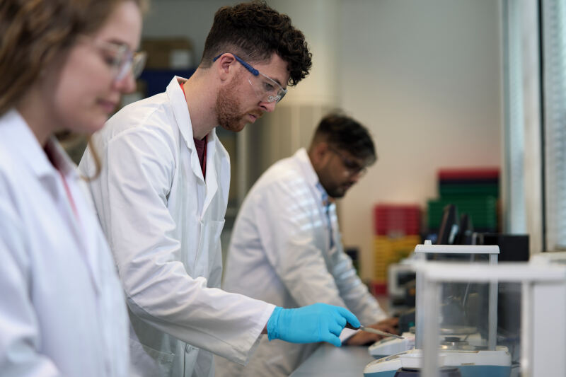 Group carrying out lab work