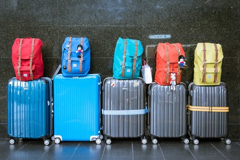 Suitcases and bags lined up