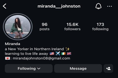 Miranda Johnston instagram page