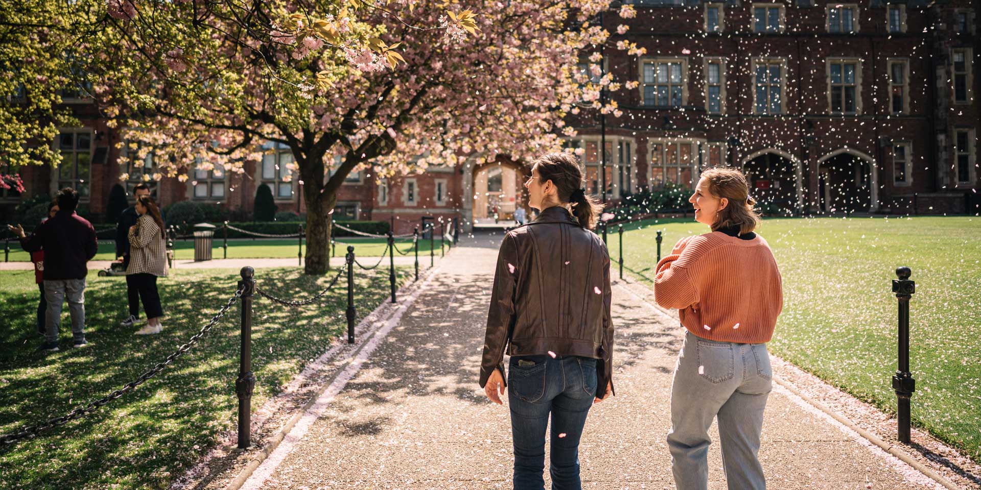 Students walking around Quad