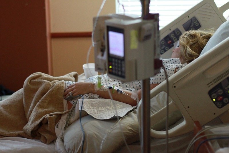 Patient in hospital bed