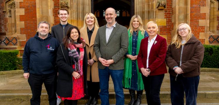 Staff and students outside the Lanyon for Thanksgiving event