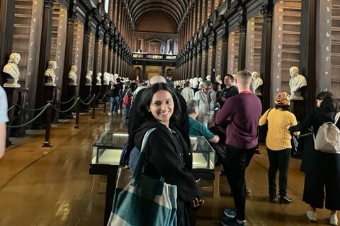 Student inside Trinity College library