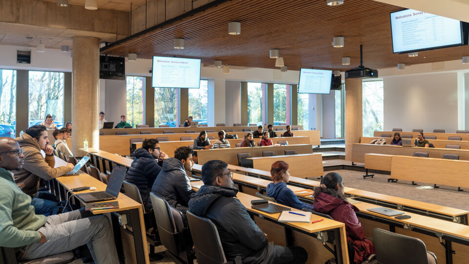 Students in lecture in Riddel Hall