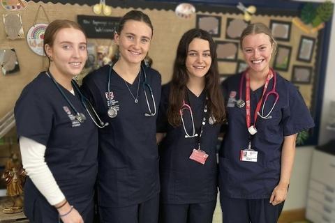 Four medicine students from Teddy Bear Hospital Soc