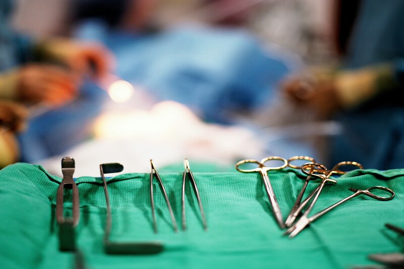 Surgical tools on table