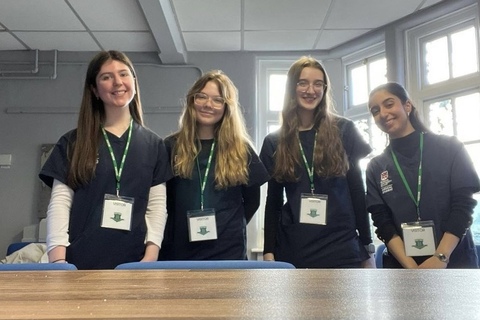 Four students from the Teddy Bear Hospital Society