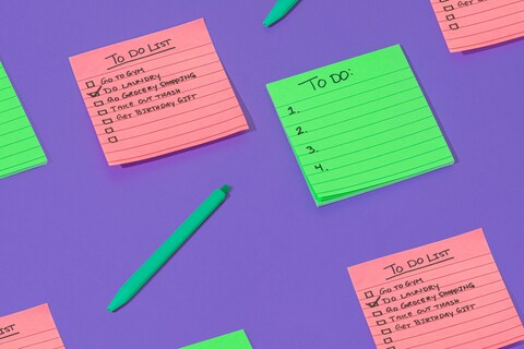 To do lists on coloured post-it notes