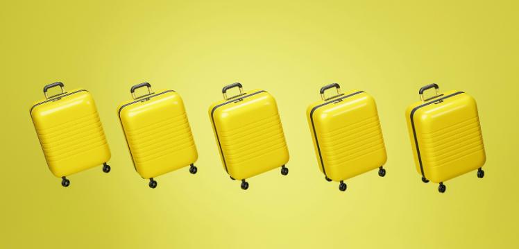 Row of yellow suitcases