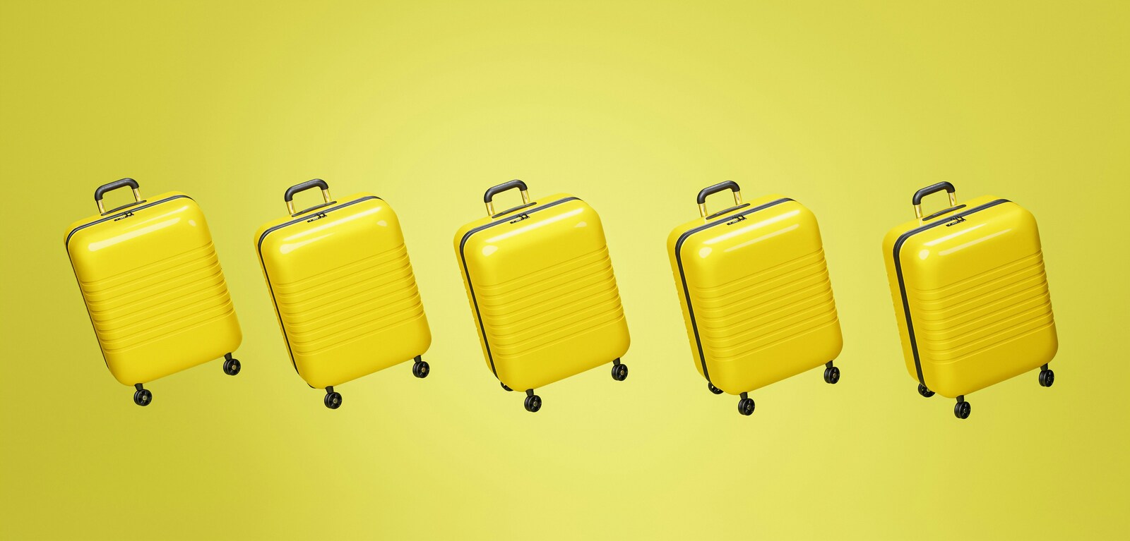 Row of yellow suitcases