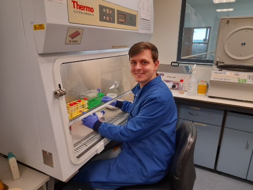 Research Assistant Daniel Crummey in the Lab