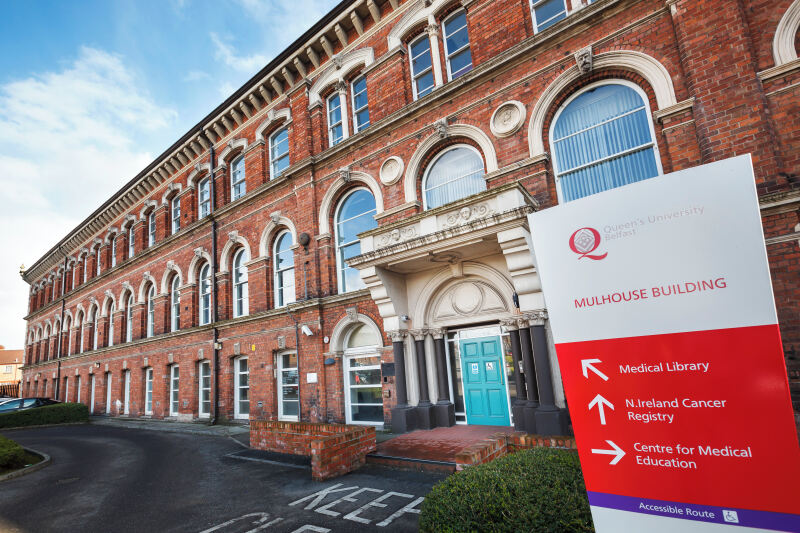 Exterior photograph of the Mullhouse Building located on the Royal Victoria Hospital Campus