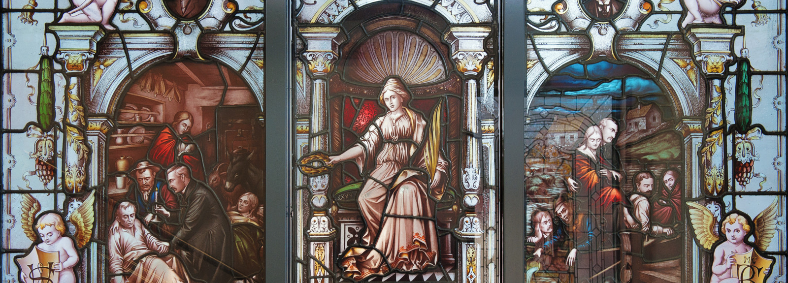 Stained Glass Window at the Centre for Medical Education at Queen's University Belfast.