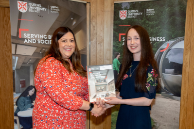 Grace McSorley, Winner of Best Placement Student in BSc Actuarial Science and Risk Management Programme, Presented by Spence and Partners