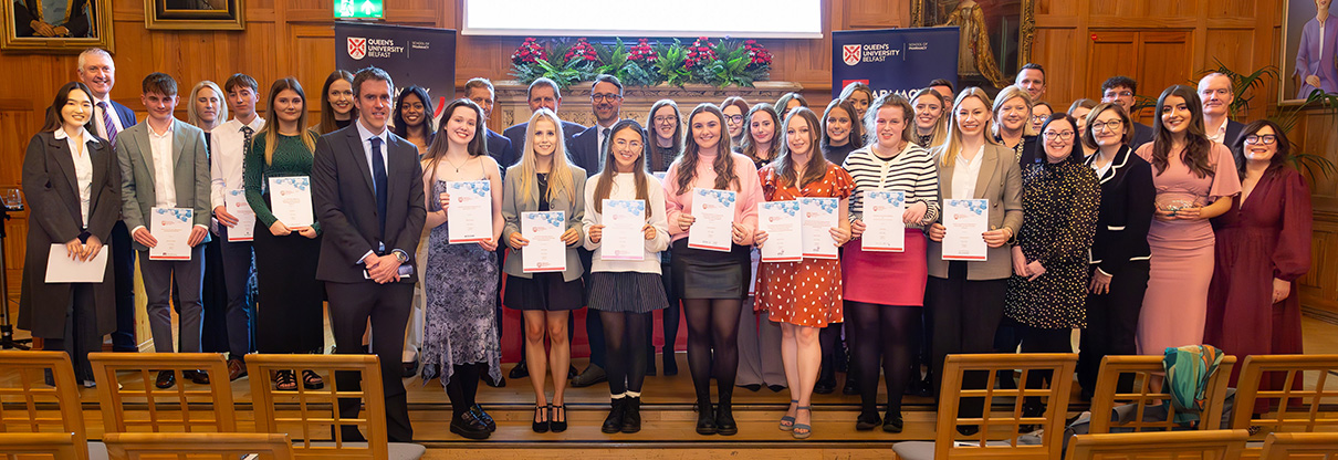 A group photo of the award winners from the 2024 School of Pharmacy Awards