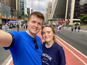 Selfie of Adam and Cara on Avenida Paulista