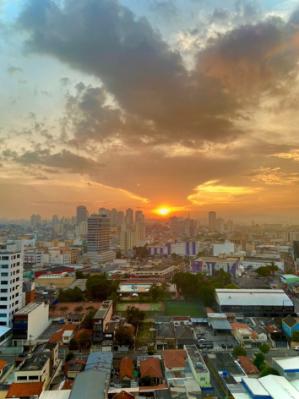 View of São Paulo skyline at sunset