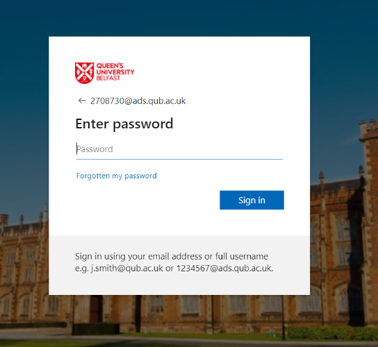 AFBI Library Password Screen